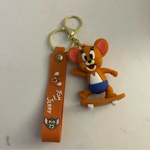 Tom and Jerry Keychain with Skateboarding Jerry